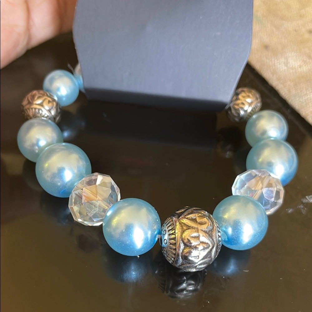 Paparazzi Blue and Silver Beaded Bracelet